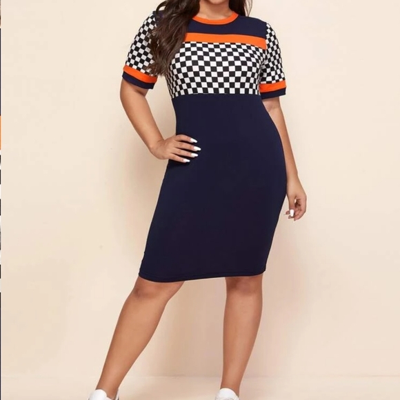 New Navy Color Block Sport Dress Sz 2X - Picture 3 of 7